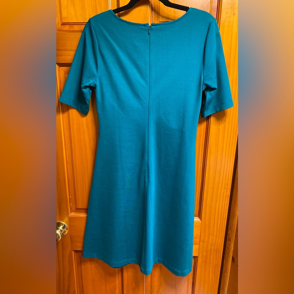 Lark & Ro Women's Half Sleeve Twist Front A-Line Ponte Dress 8 - Picture 9 of 12